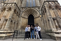 Students took a photo in front of York Minster during a cultural visit